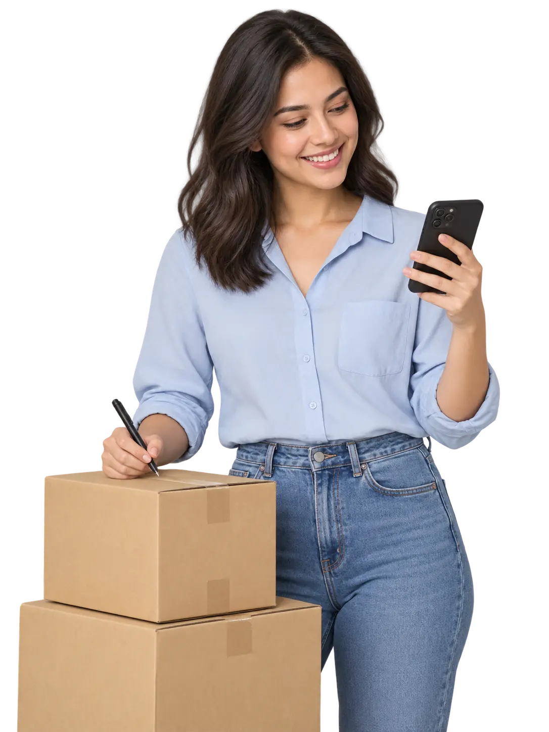 Business owner managing inventory